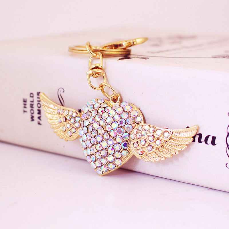 Wholesale Full Diamond Love Wings Zinc Alloy Keychains
